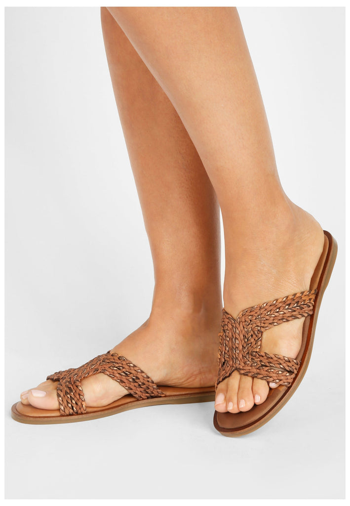 Inuovo Pantoletten Leder Mittelbraun - surf4shoes