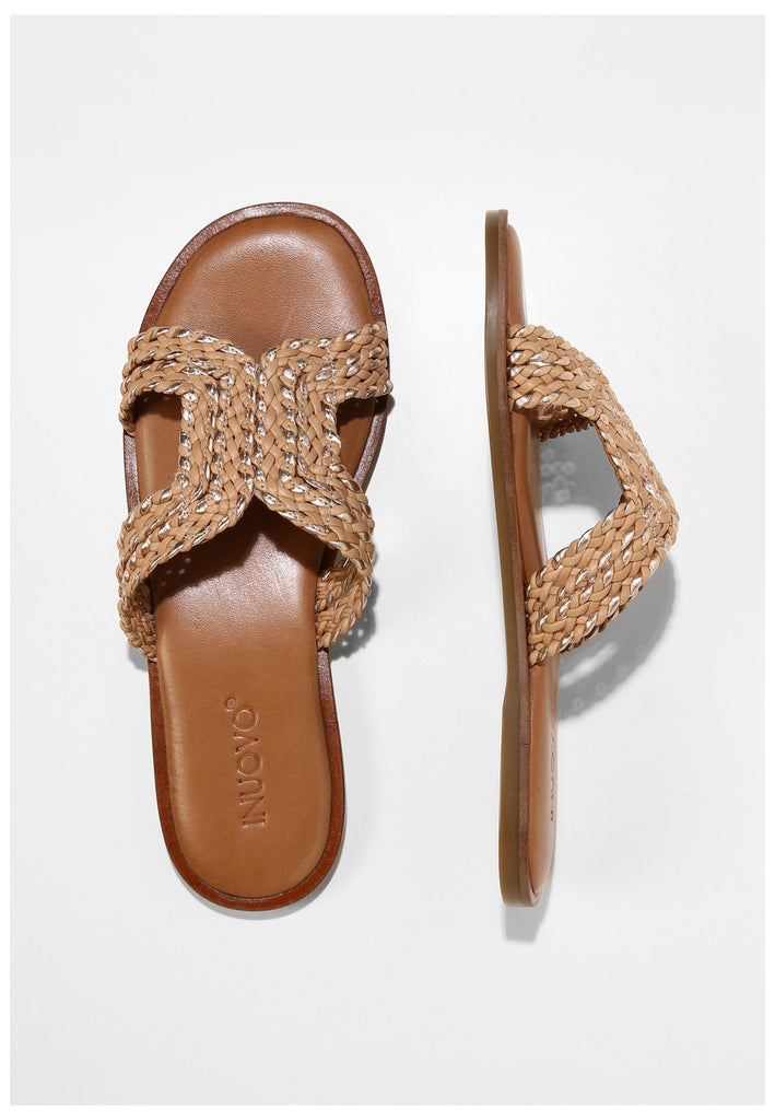 Inuovo Pantoletten Leder Hellbraun - surf4shoes