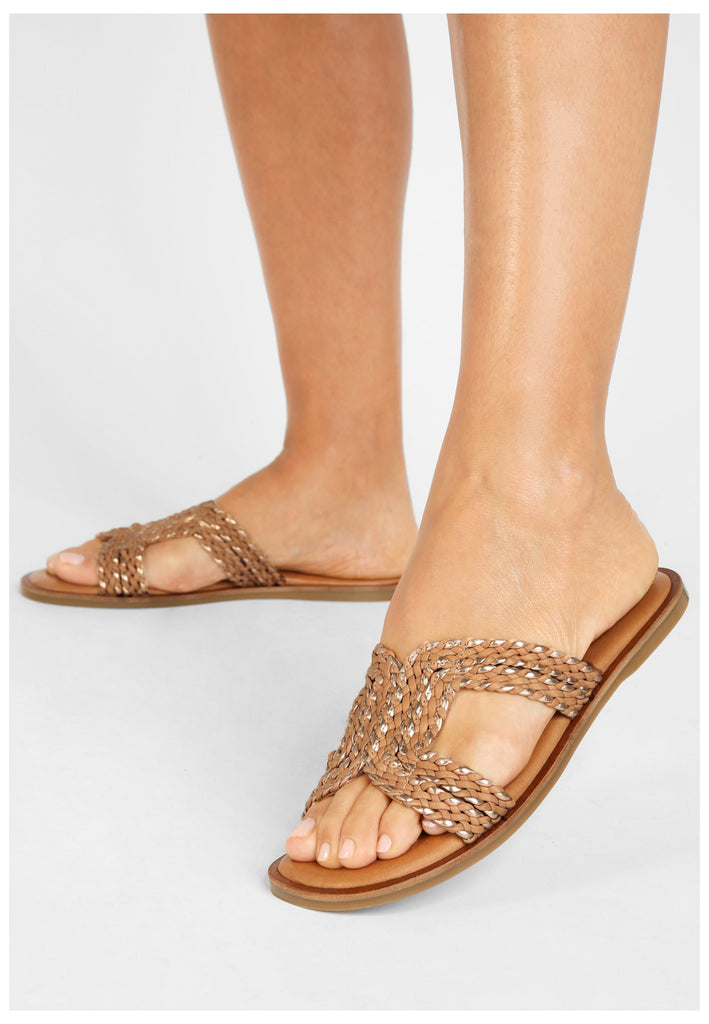 Inuovo Pantoletten Leder Hellbraun - surf4shoes