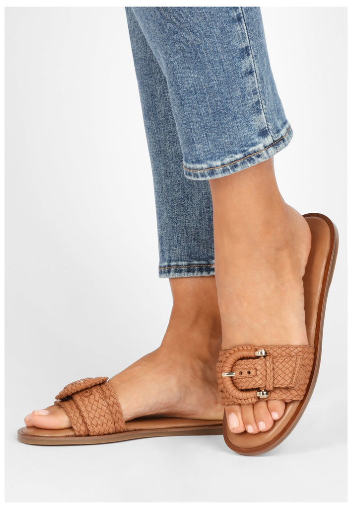 Inuovo Pantoletten Leder Mittelbraun - surf4shoes