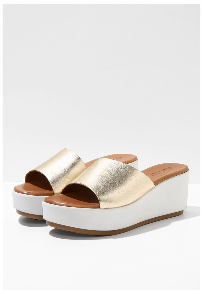 Inuovo Pantoletten Leder Gold - surf4shoes