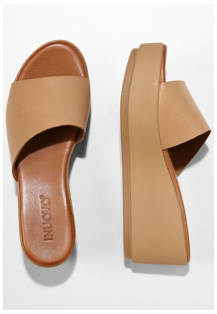 Inuovo Pantoletten Leder Hellbraun - surf4shoes