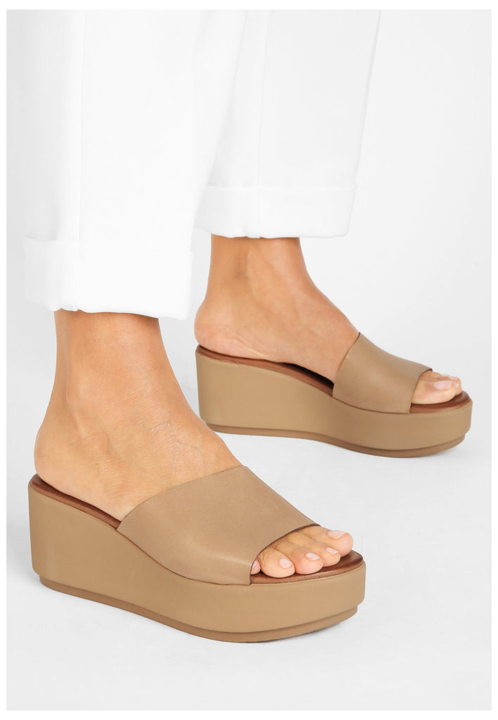 Inuovo Pantoletten Leder Hellbraun - surf4shoes