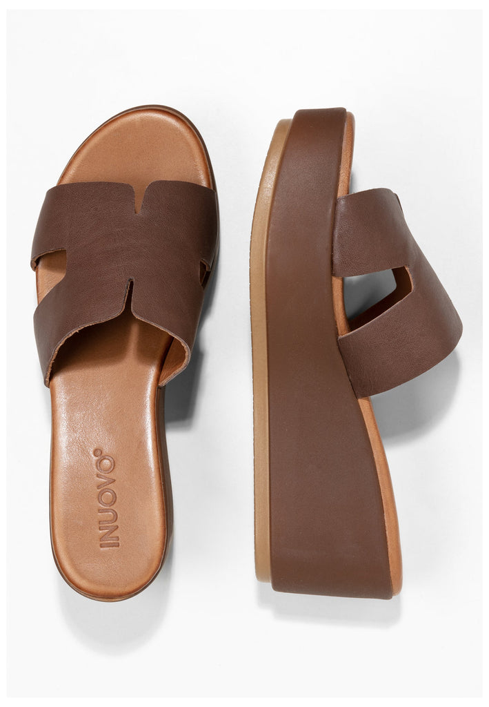 Inuovo Pantoletten Leder Dunkelbraun - surf4shoes