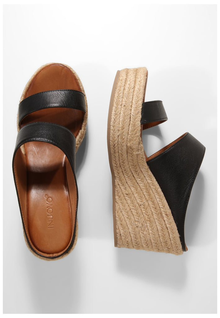 Inuovo Pantoletten Leder Schwarz - surf4shoes