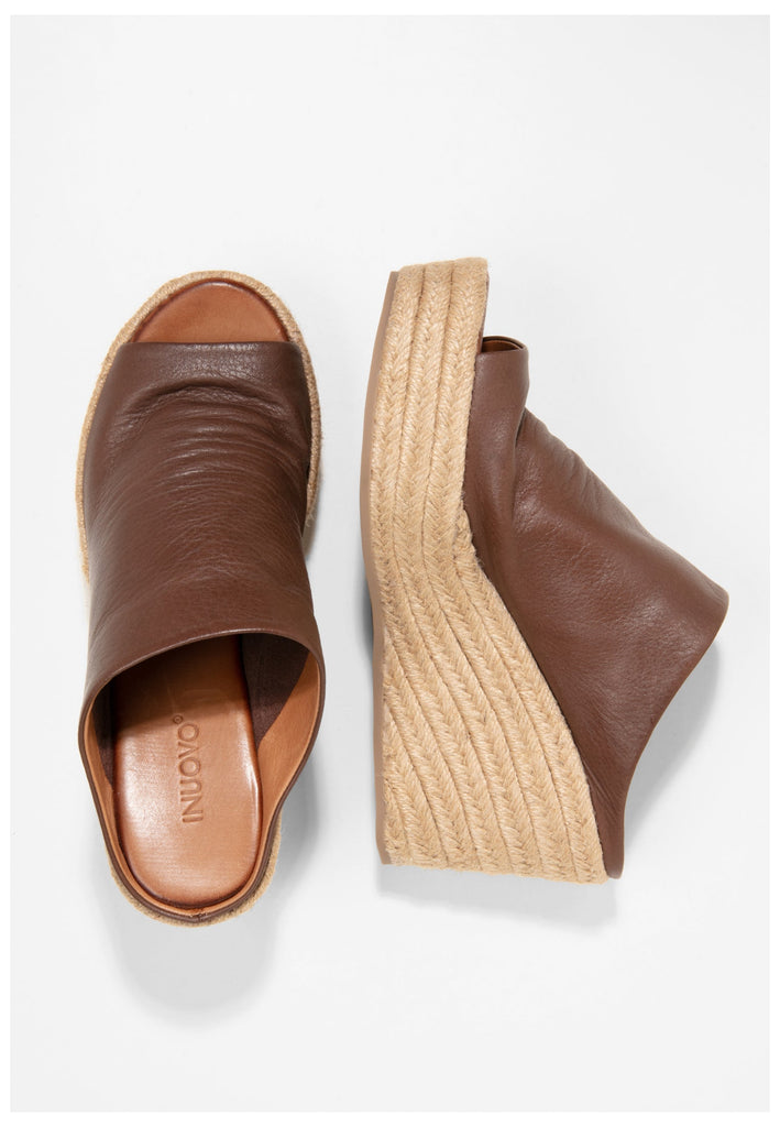 Inuovo Pantoletten Leder Dunkelbraun - surf4shoes