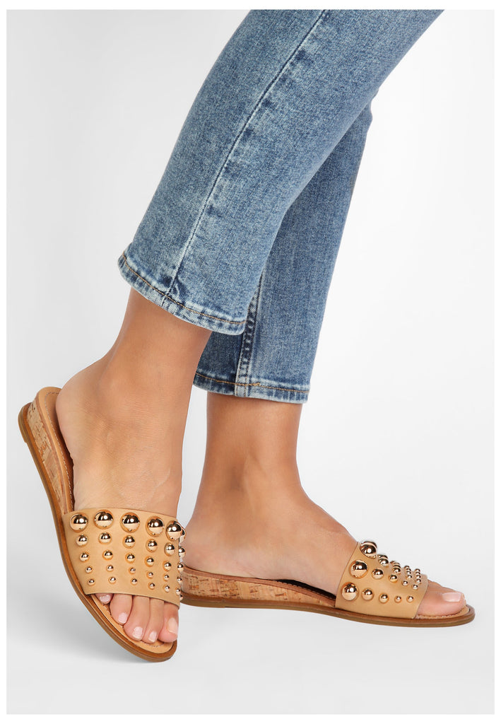 Inuovo Pantoletten Leder Hellbraun - surf4shoes