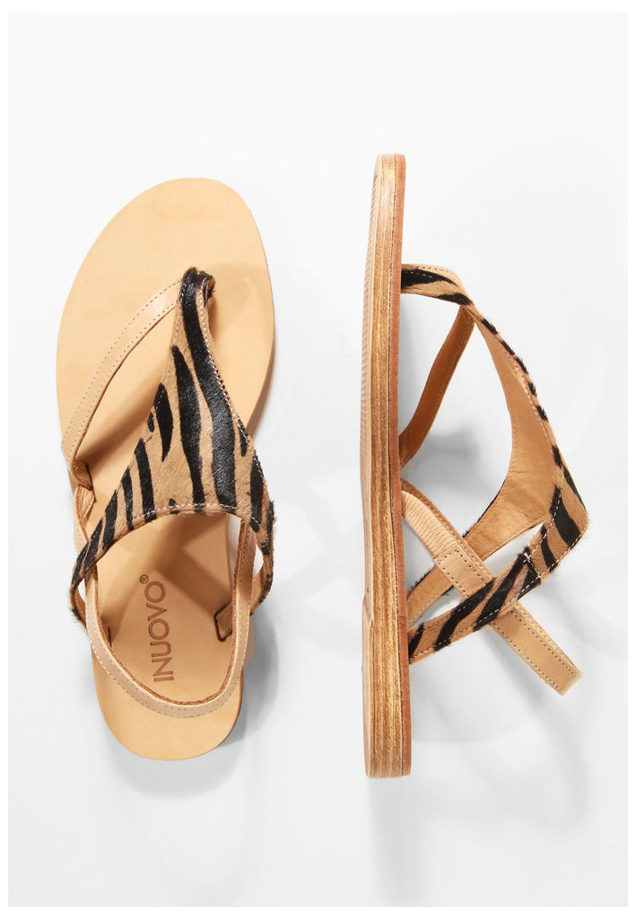 Inuovo Zehensteg Leder Schwarz/Braun - surf4shoes