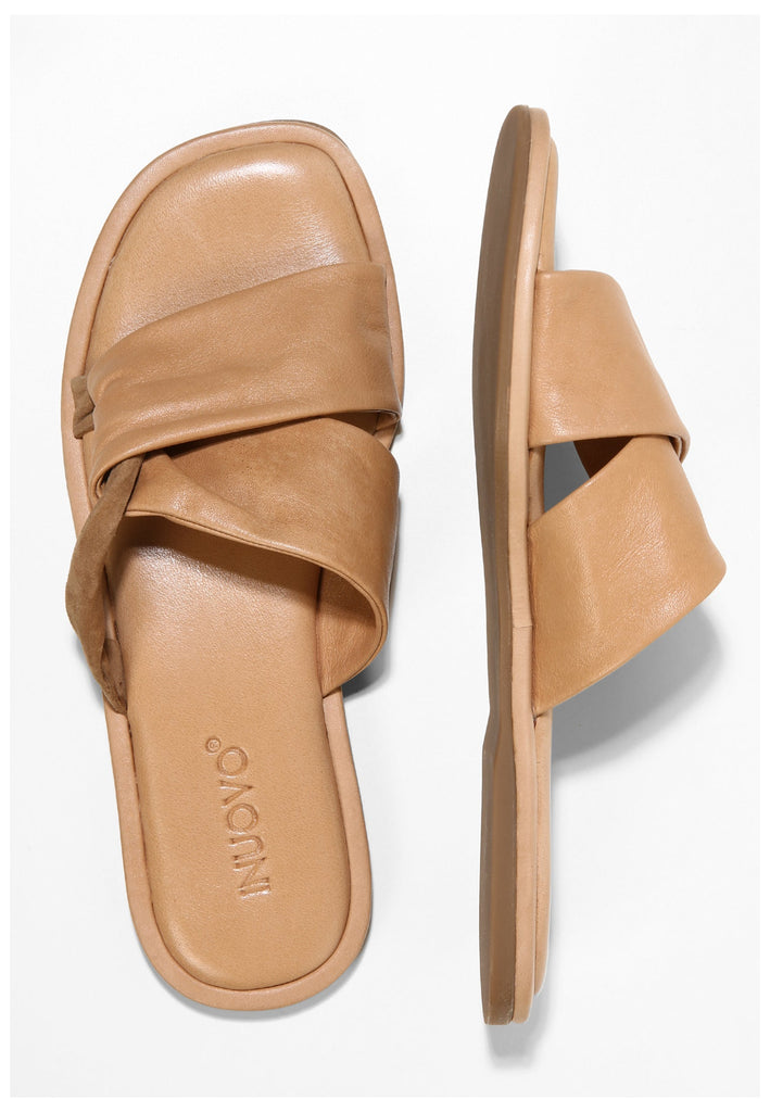 Inuovo Pantoletten Leder Hellbraun - surf4shoes