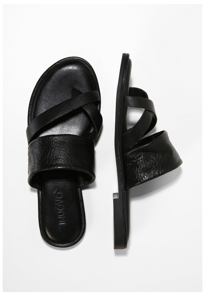Inuovo Pantoletten Leder Schwarz - surf4shoes