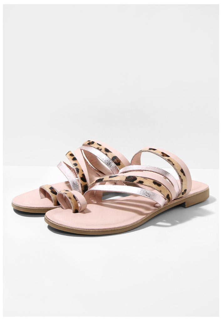 Inuovo Zehensteg Leder Braun/Rosa - surf4shoes