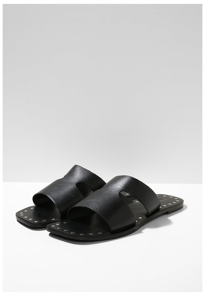 Inuovo Pantoletten Leder Schwarz - surf4shoes