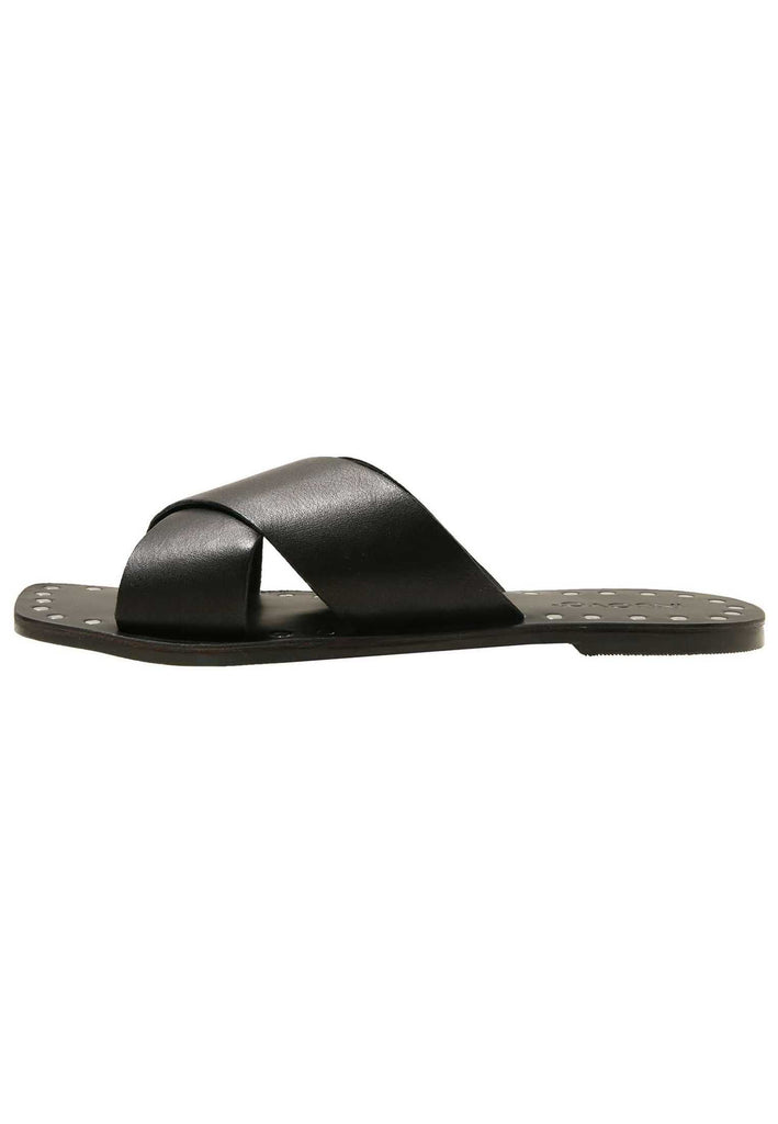 Inuovo Pantoletten Leder Schwarz - surf4shoes