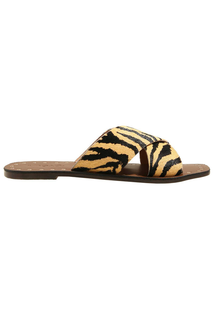 Inuovo Pantoletten Leder Beige/Schwarz - surf4shoes