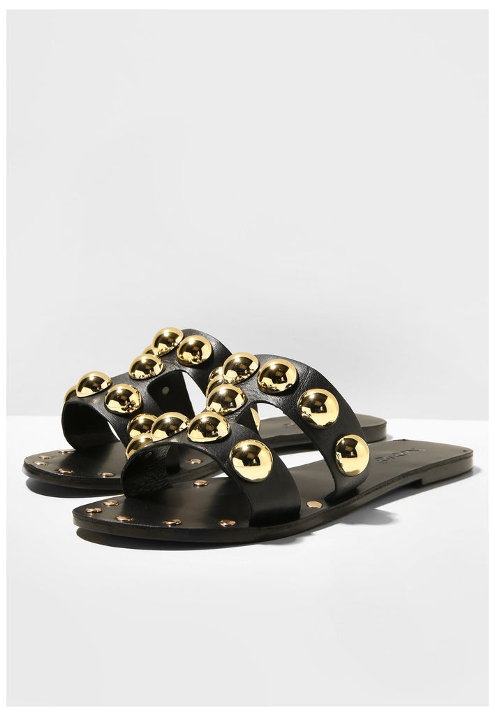 Inuovo Pantoletten Leder Schwarz - surf4shoes