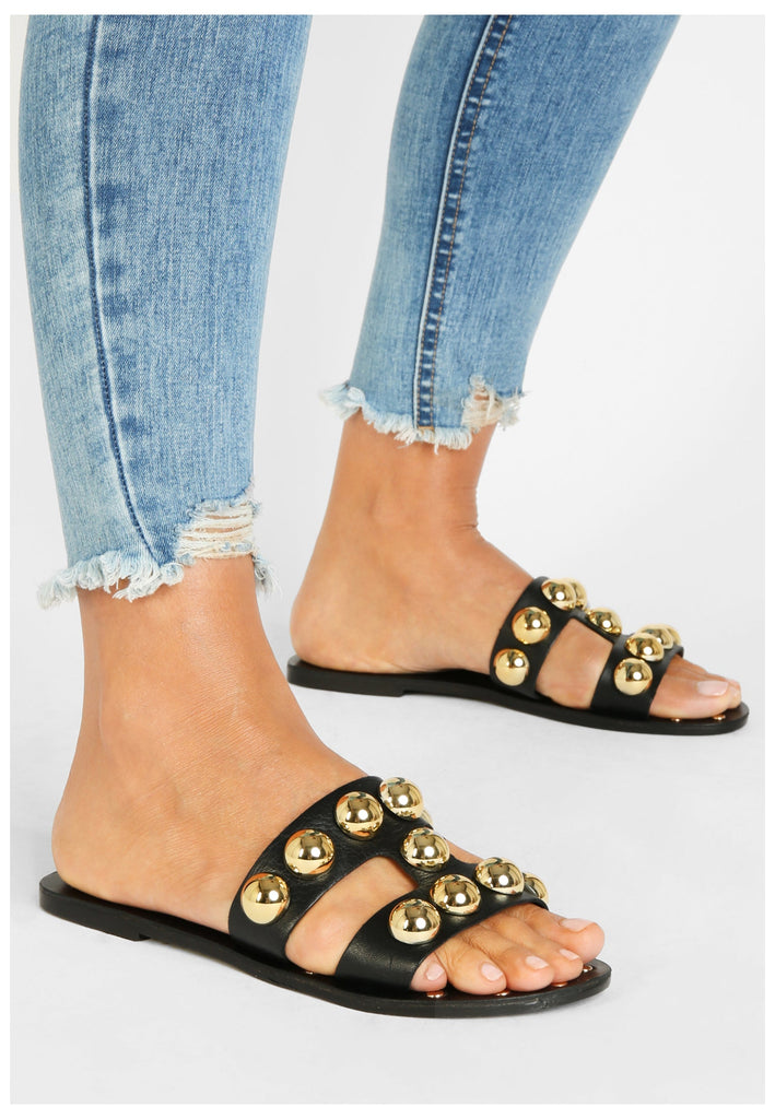 Inuovo Pantoletten Leder Schwarz - surf4shoes