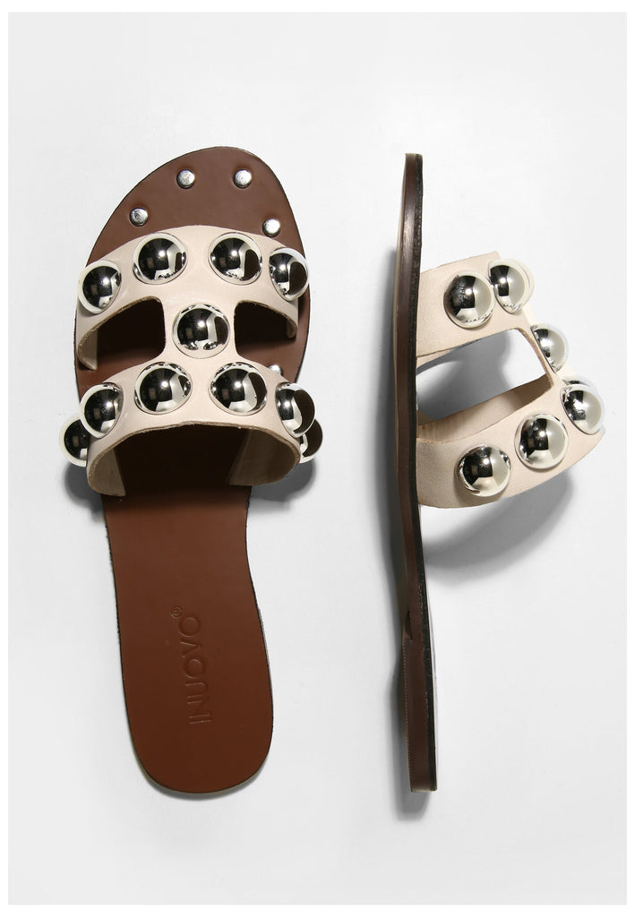 Inuovo Pantoletten Leder Beige - surf4shoes