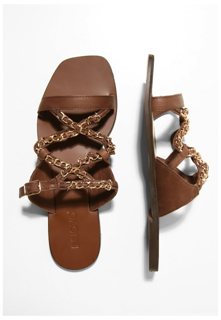 Inuovo Pantoletten Leder Dunkelbraun - surf4shoes