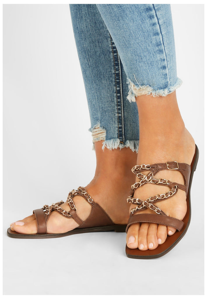 Inuovo Pantoletten Leder Dunkelbraun - surf4shoes