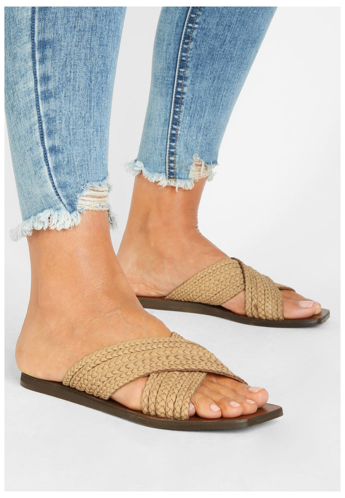 Inuovo Pantoletten Leder Hellbraun - surf4shoes