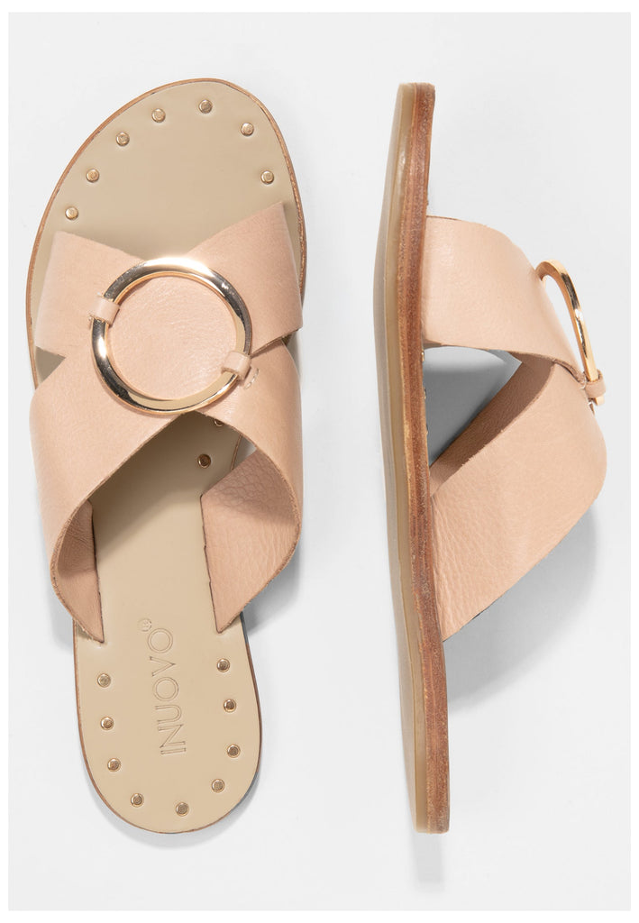 Inuovo Pantoletten Leder Beige - surf4shoes