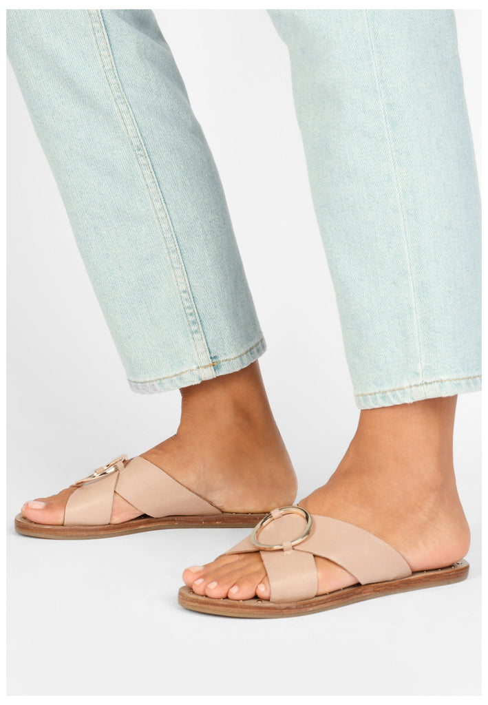 Inuovo Pantoletten Leder Beige - surf4shoes