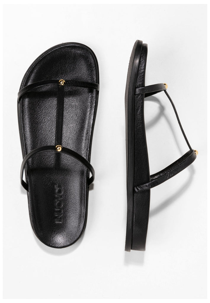 Inuovo Pantoletten Leder Schwarz - surf4shoes