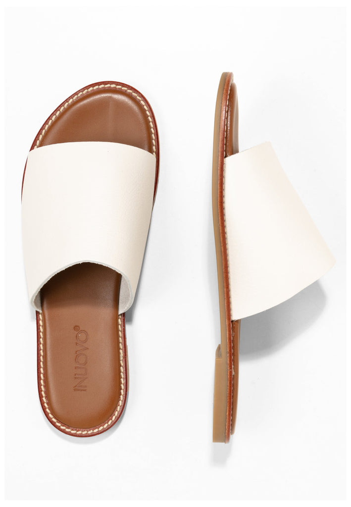 Inuovo Pantoletten Leder Beige - surf4shoes