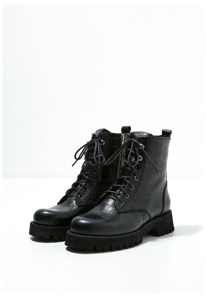 Inuovo Stiefelette Leder Croco Black - surf4shoes