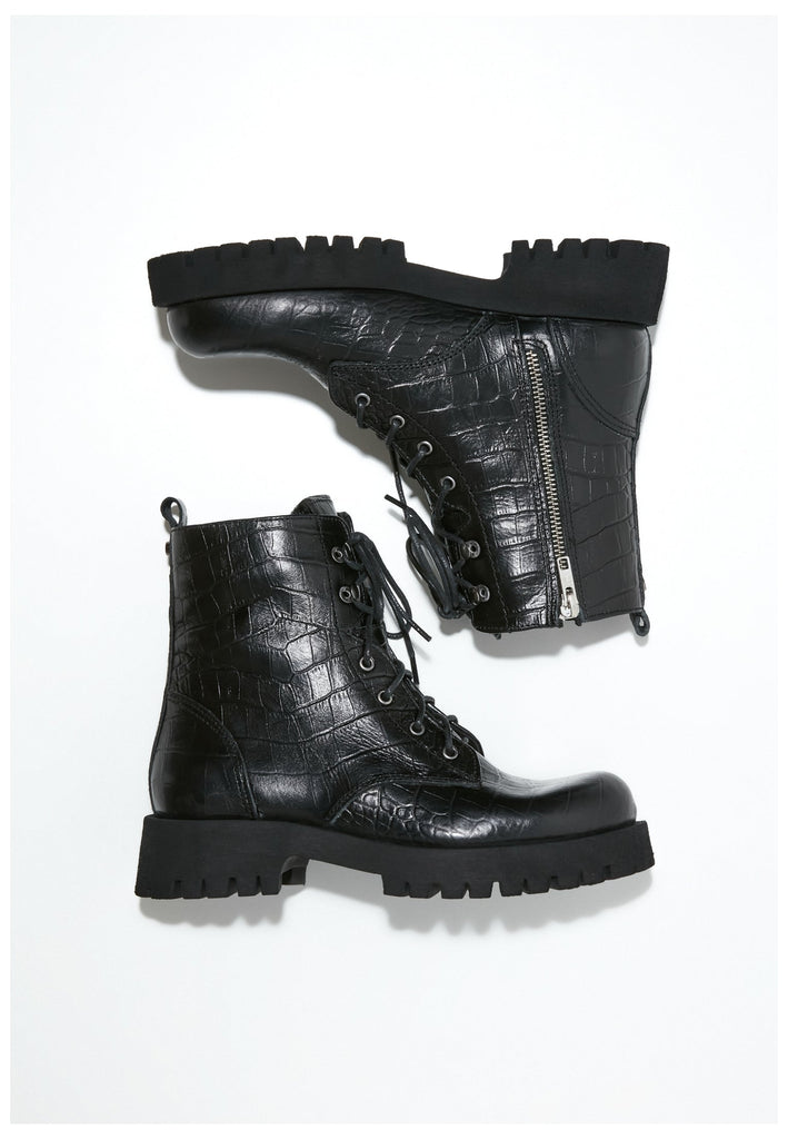 Inuovo Stiefelette Leder Croco Black - surf4shoes