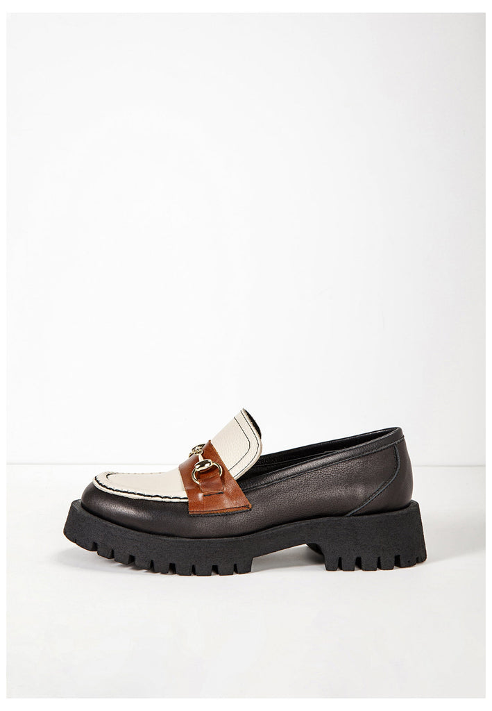 Inuovo Slipper Leder Schwarz/Beige - surf4shoes