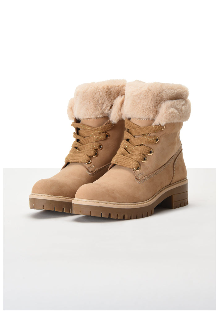 Inuovo Stiefelette Nubukleder/Textil Beige - surf4shoes