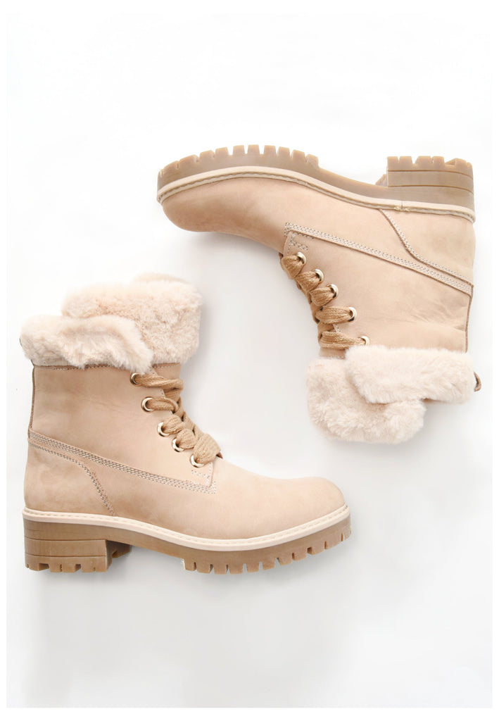 Inuovo Stiefelette Nubukleder/Textil Beige - surf4shoes