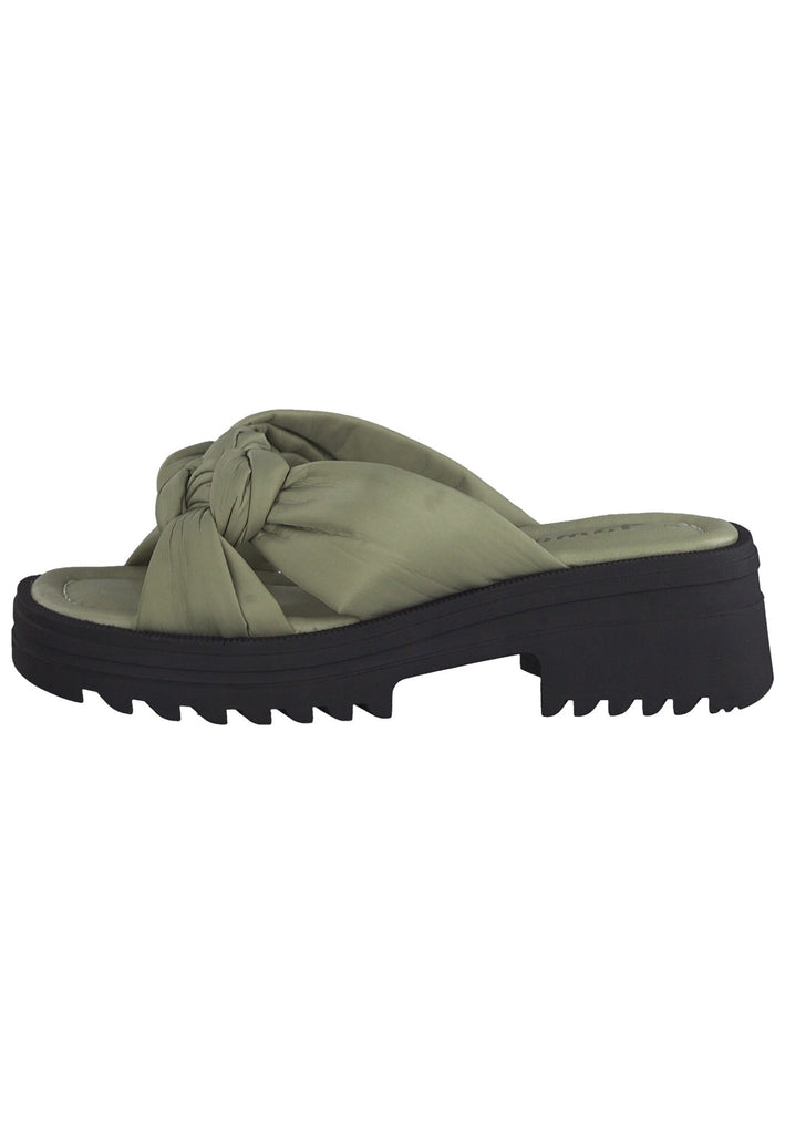 Tamaris Pantoletten Textil Grün/Schwarz - surf4shoes