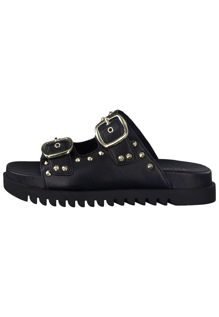 Tamaris Pantoletten Lederimitat Schwarz/Gold - surf4shoes