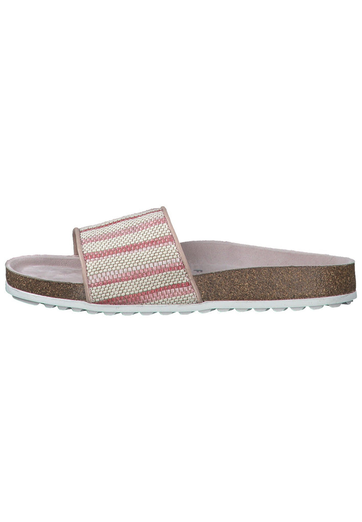 Tamaris Pantoletten Lederimitat/Textil Rosa/Weiß - surf4shoes