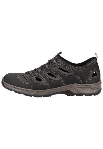 Rieker Wanderschuhe Lederimitat/Textil Schwarz - surf4shoes