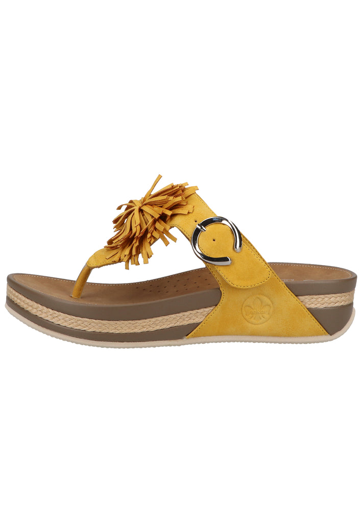 Rieker Zehensteg Lederimitat Gelb - surf4shoes