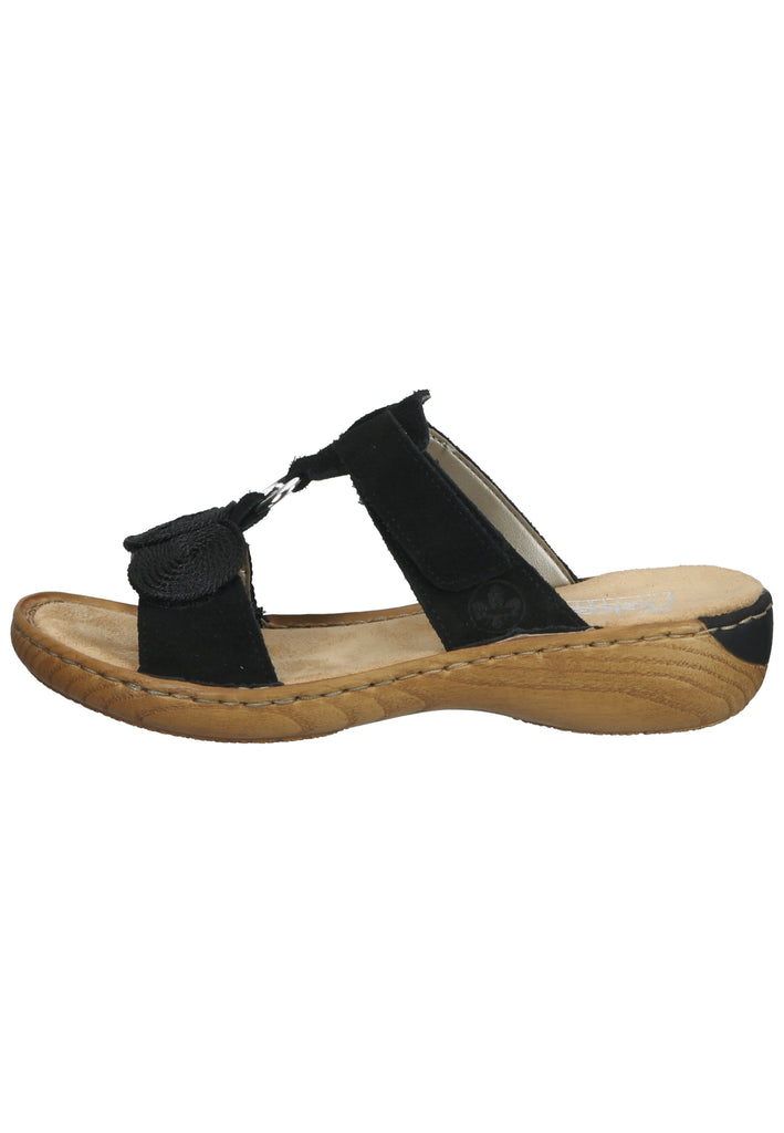 Rieker Pantoletten Leder Schwarz - surf4shoes