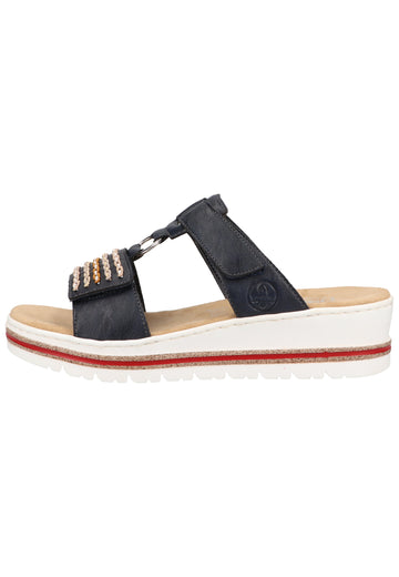 Rieker Pantoletten Lederimitat Pazifik - surf4shoes