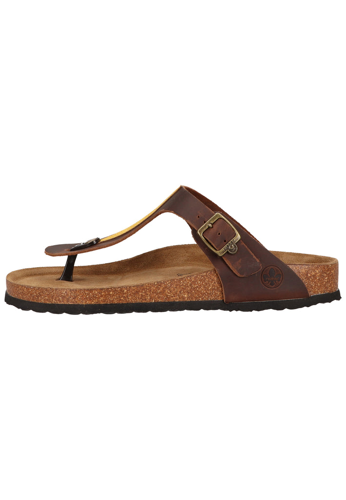 Rieker Zehensteg Leder Schoko - surf4shoes