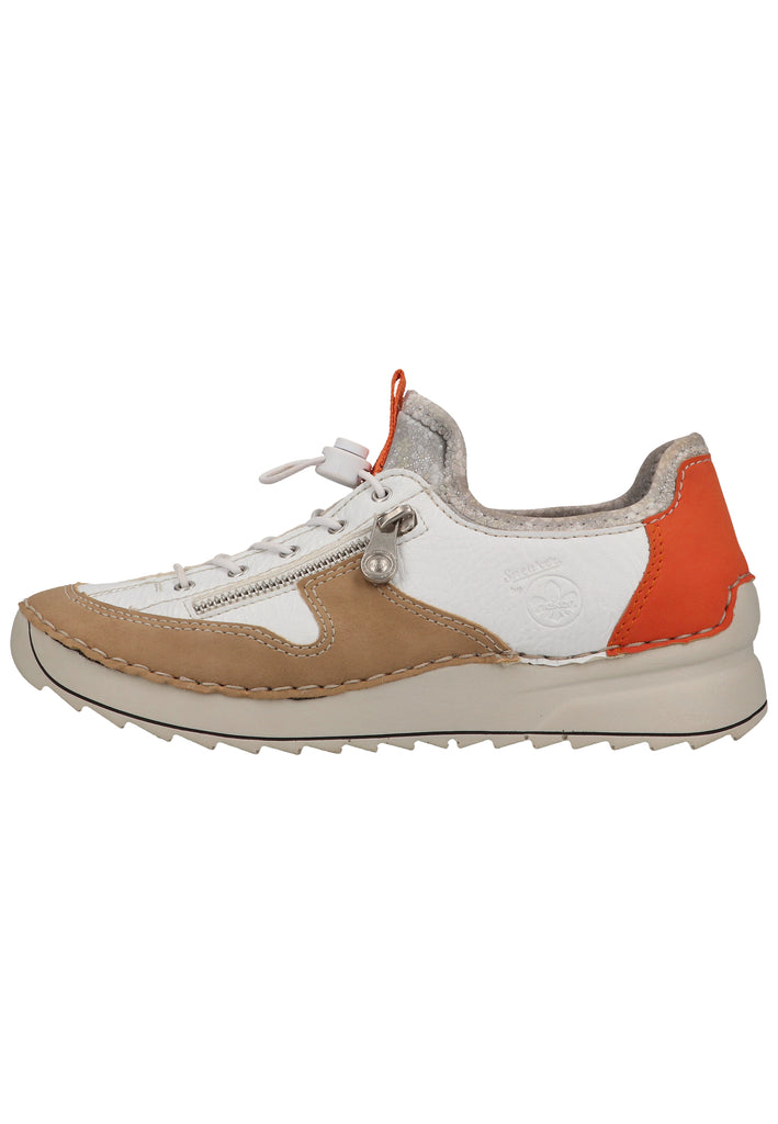 Rieker Halbschuhe Lederimitat Beige/Weiß - surf4shoes