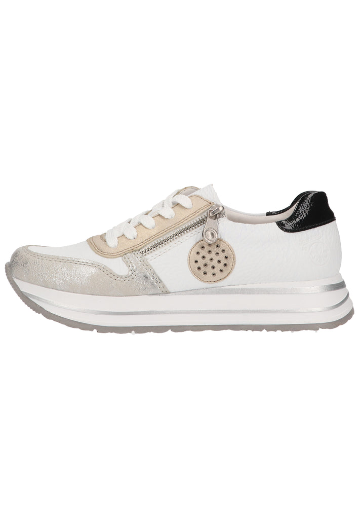 Rieker Sneaker Lederimitat Weiß/Silber - surf4shoes