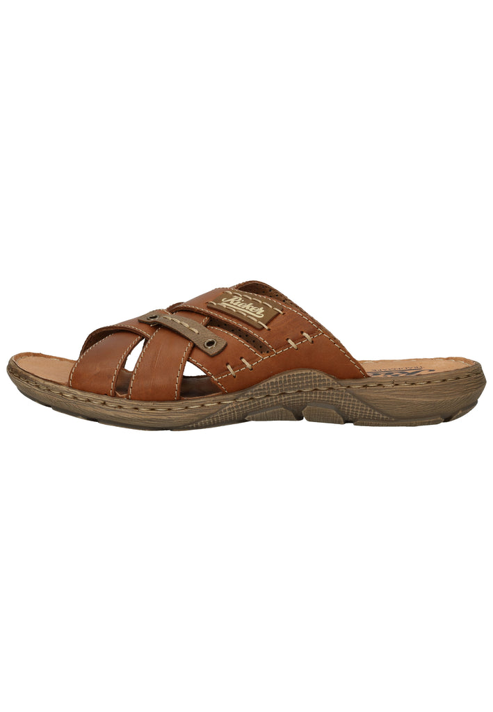 Rieker Pantoletten Leder Braun - surf4shoes