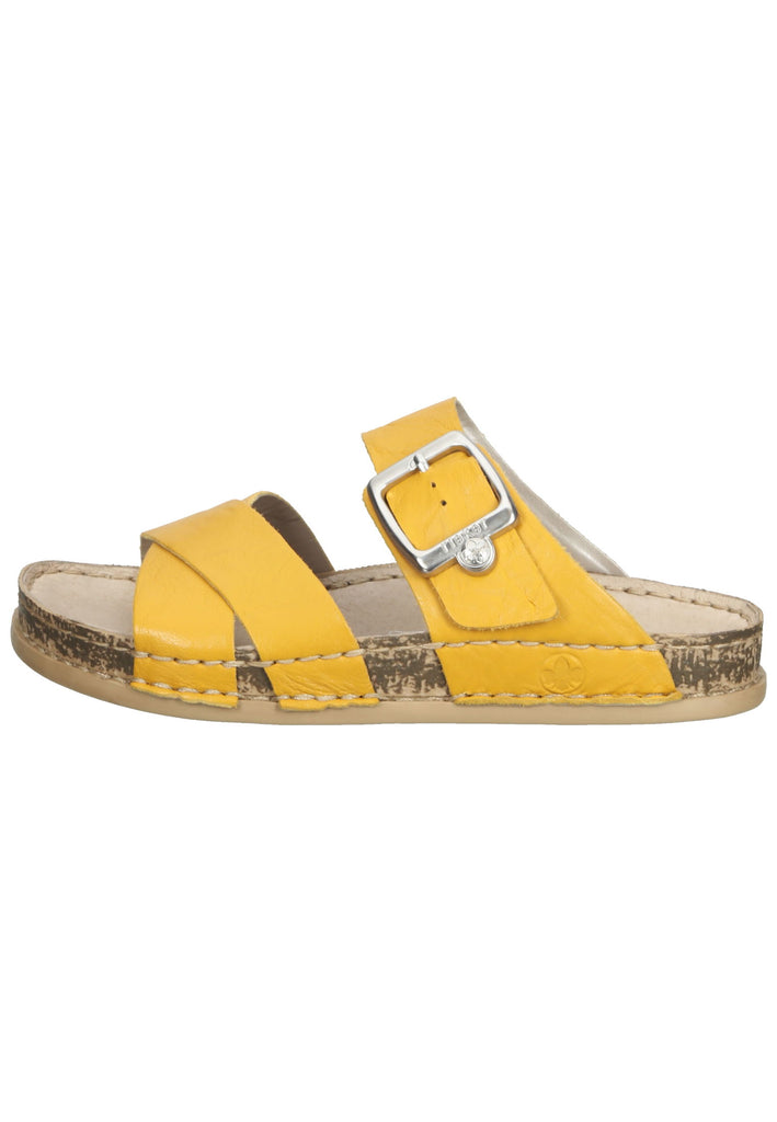Rieker Pantoletten Leder Gelb - surf4shoes