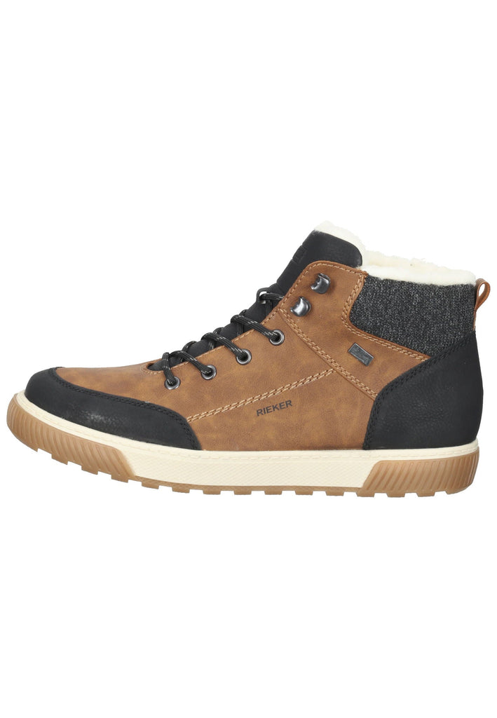 Rieker Stiefelette Lederimitat Braun/Schwarz Warmfutter - surf4shoes