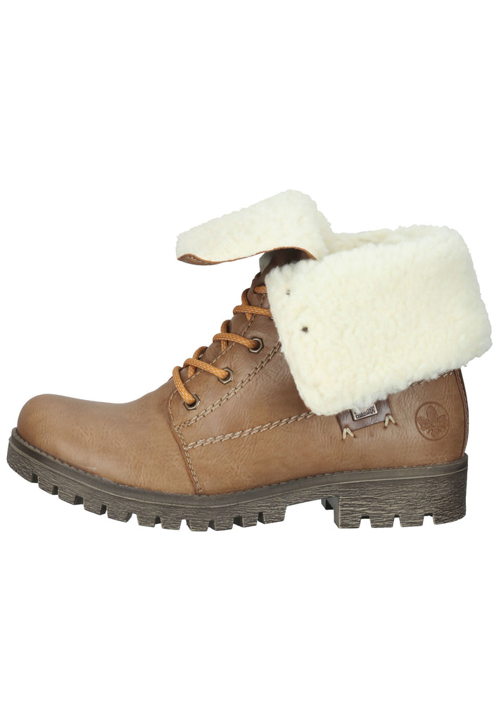 Rieker Stiefelette Lederimitat/Textil Braun/Beige Warmfutter - surf4shoes