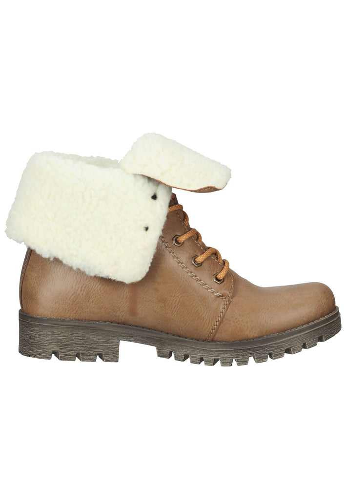 Rieker Stiefelette Lederimitat/Textil Braun/Beige Warmfutter - surf4shoes