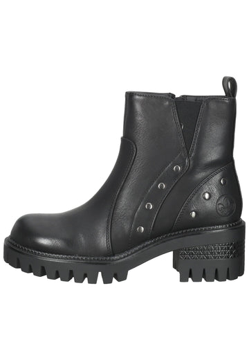 Rieker Stiefelette Lederimitat Schwarz - surf4shoes