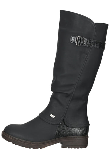 Rieker Stiefel Lederimitat Schwarz Warmfutter - surf4shoes